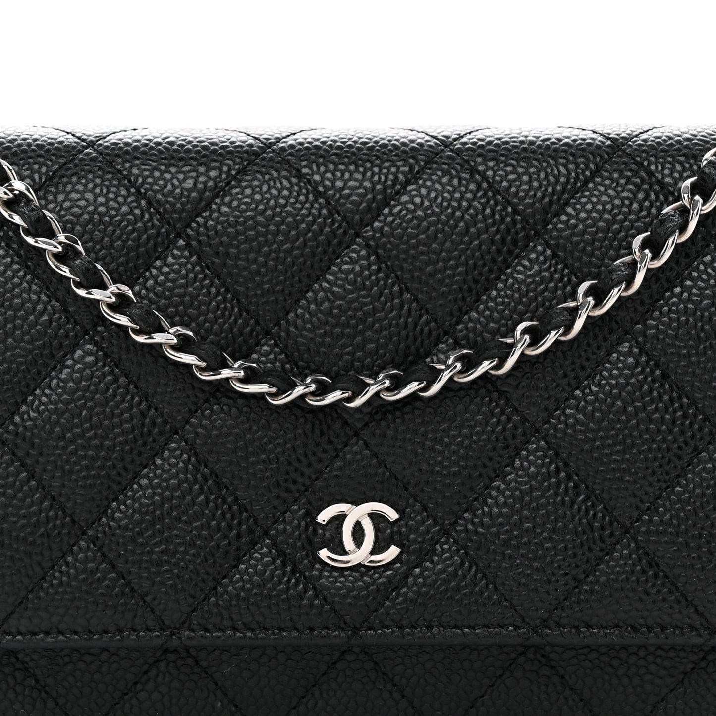 Caviar Quilted Wallet on Chain WOC Black