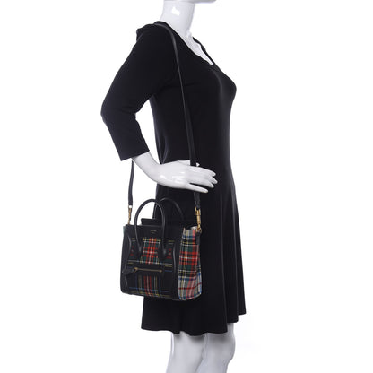 Celine Tartan Calfskin Nano Luggage Red Black 2 of 13