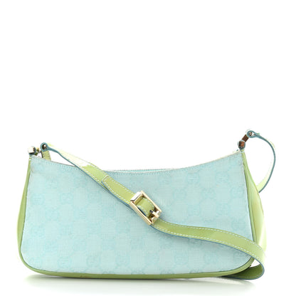Gucci Canvas Patent Monogram Shoulder Bag Green Blue 1 of 17