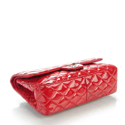 Chanel Patent Quilted Jumbo Double Flap Dark Red 4 of 10
