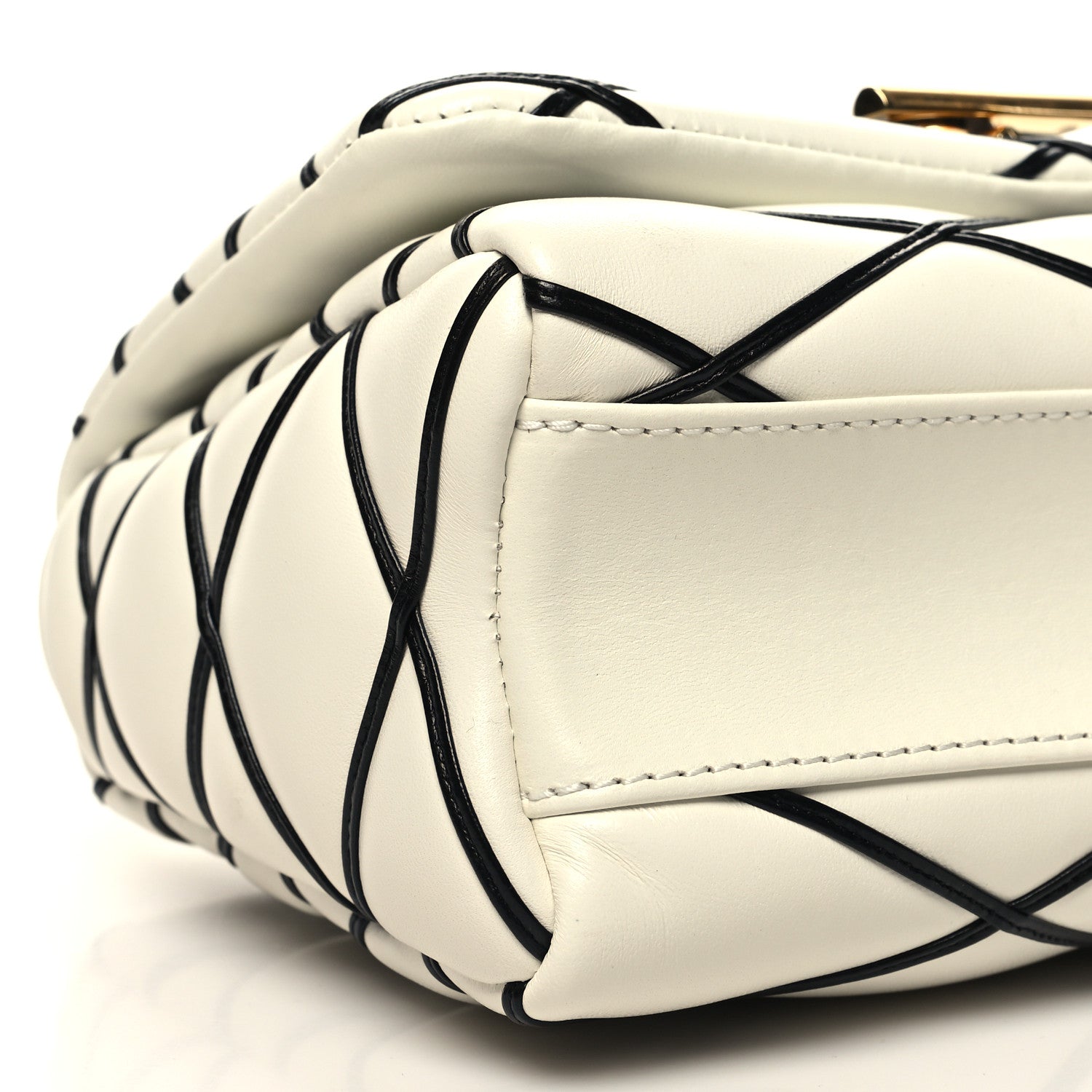 Louis Vuitton Lambskin Malletage Top Handle GO-14 MM White Black 9 of 11