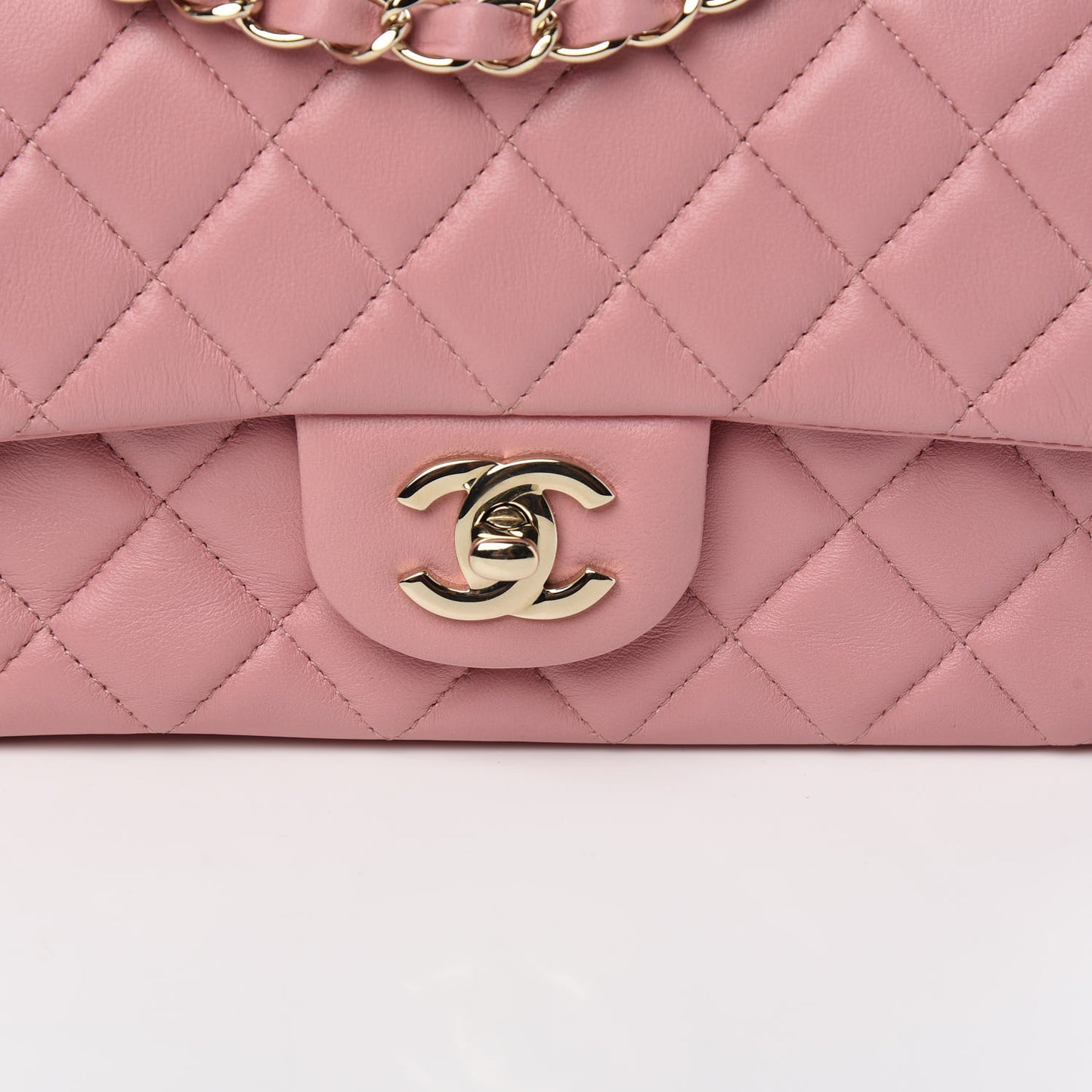 Lambskin Quilted Mini Rectangular Flap Pink