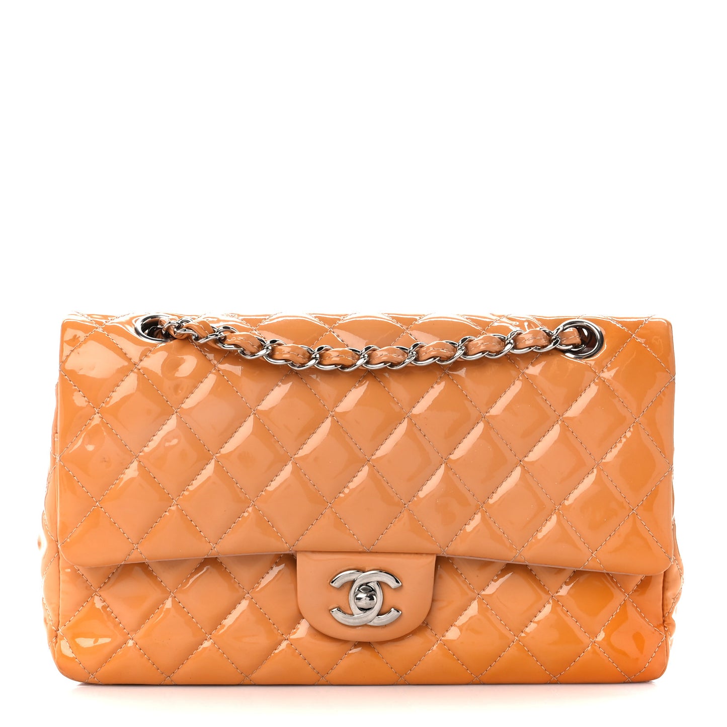 Patent Quilted Medium Double Flap Light Pink