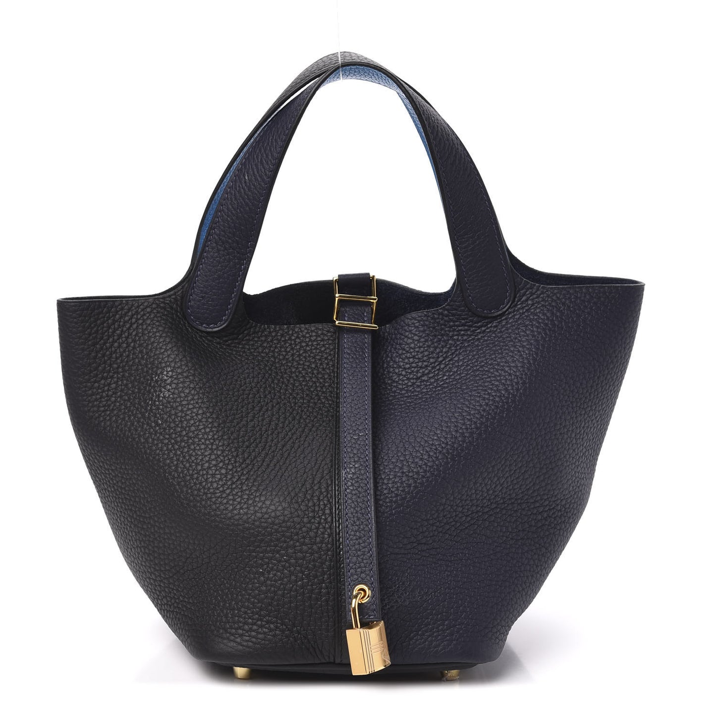 Taurillon Clemence Casaque Picotin Lock 18 PM Blue Nuit Black Bleu Frida