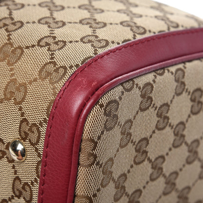 Gucci Monogram Cellarius Calfskin Vintage Web Medium Boston Beige Ebony Soft Burgundy Peonia Flower 12 of 13