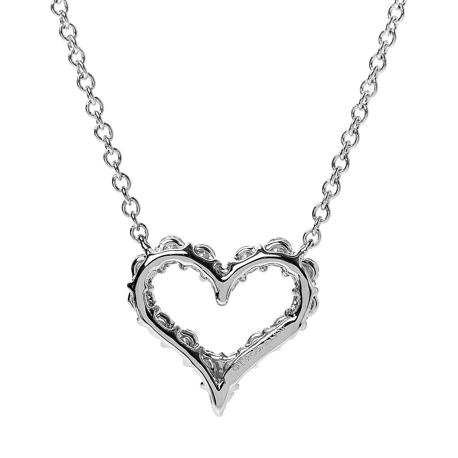Tiffany Platinum Diamond Mini Heart Pendant Necklace 7 of 7