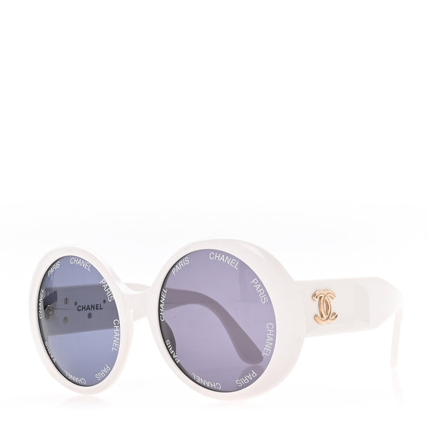 Chanel Acetate Logo Round Sunglasses 01949 White 1875718