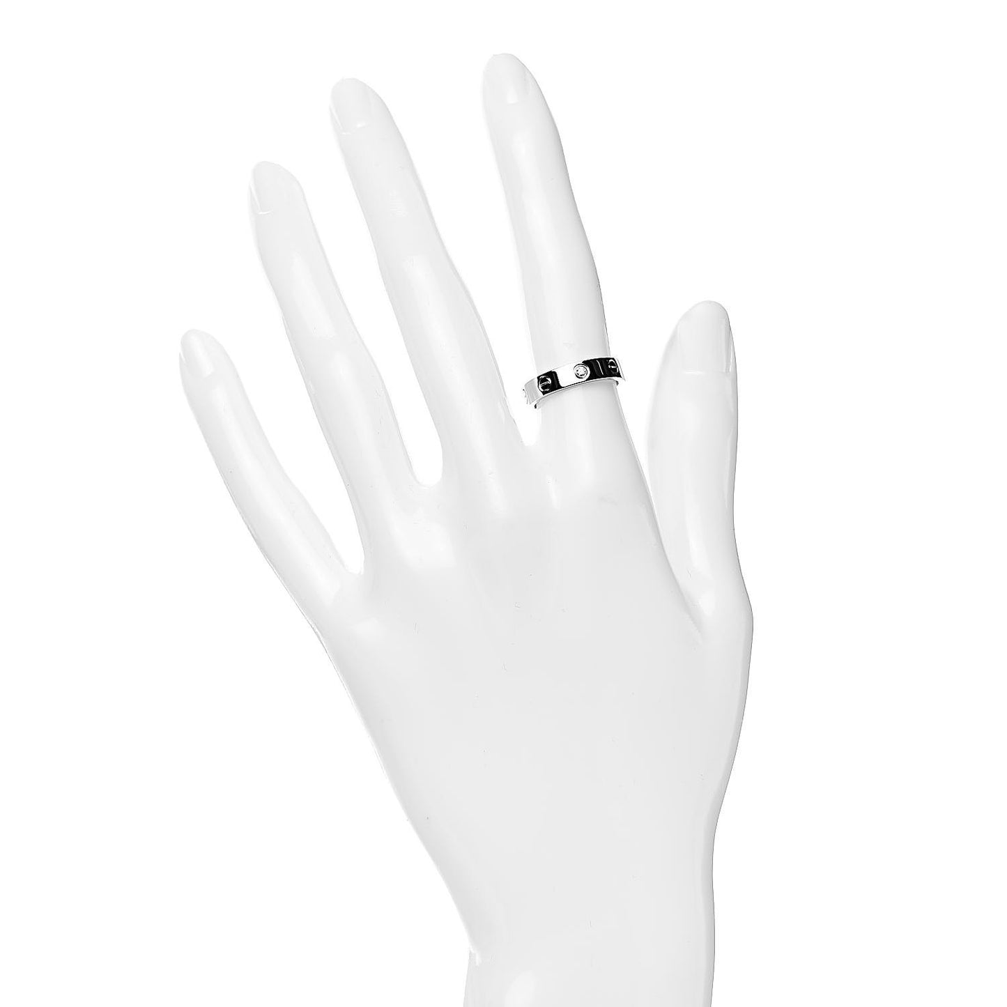 18K White Gold Diamond 4mm LOVE Wedding Band Ring 49 5