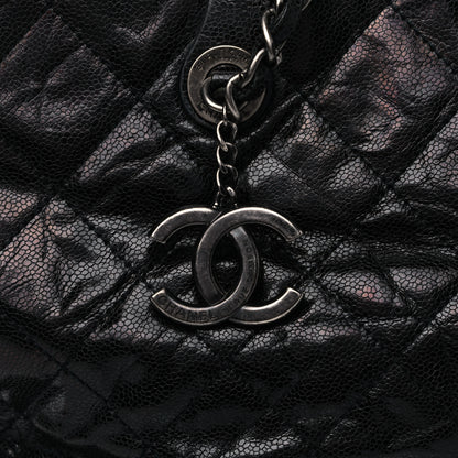 Chanel Crumpled Grained Calfskin Quilted CC Crave Tote Black 8 of 22
