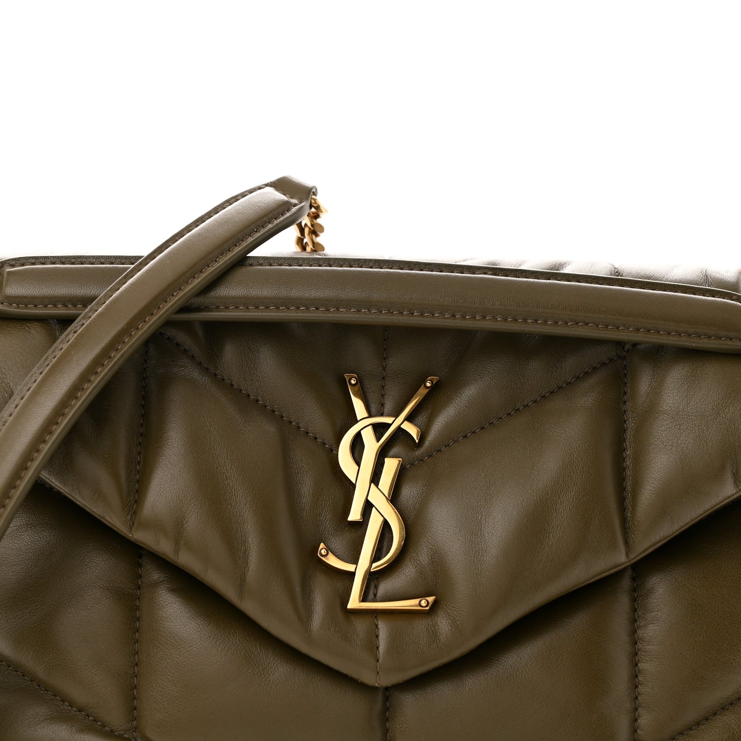 Lambskin Quilted Small Loulou Puffer Monogram Chain Satchel Light Musk