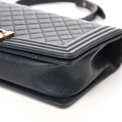 Chanel Caviar Quilted New Medium Boy Flap Dark Navy Blue 8 of 10