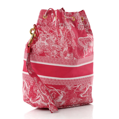 Christian Dior Technical Fabric Embroidered Toile De Jouy DiorTravel Pouch Fuchsia 3 of 9