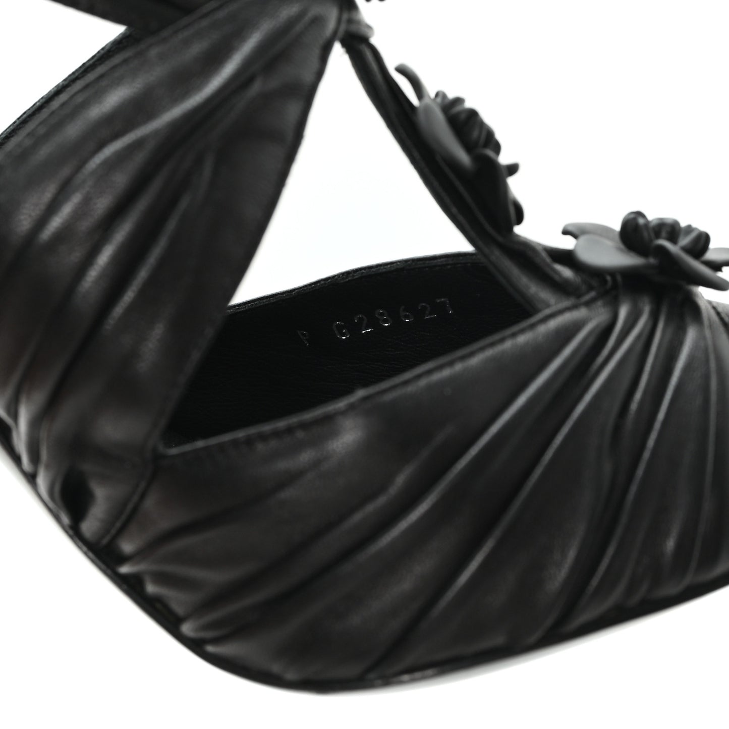 Calfskin Camellia Sandals 39.5 Black