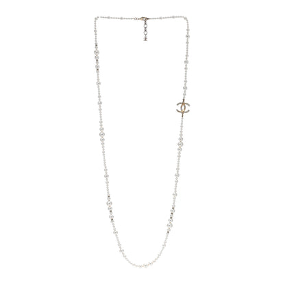 Chanel Pearl Baguette Crystal CC Necklace Gold 3 of 4