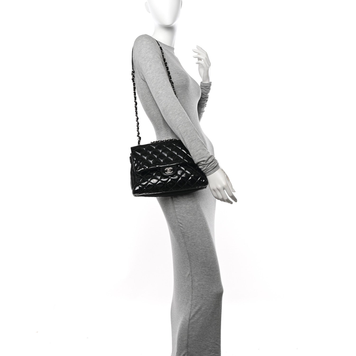 Chanel Patent Quilted Medium Rock In Rome Single Flap Black 2 of 10