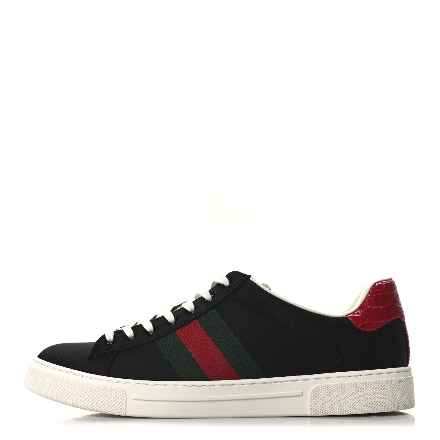 Gucci Econyl Nylon Diva Crocodile Web Mens Ace Sneakers 9 Black 1 of 9