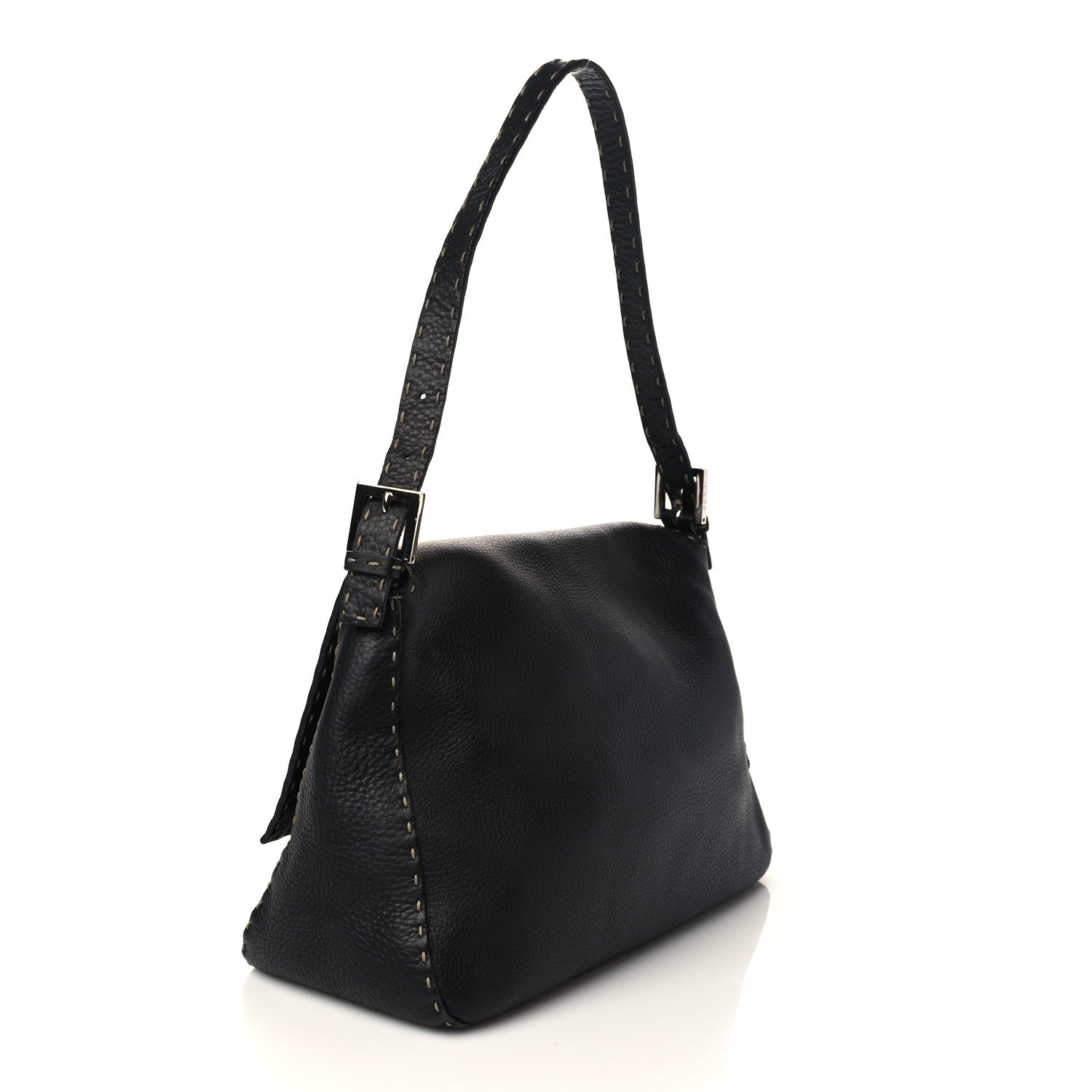 Fendi Calfskin Romano Selleria Forever Mama Baguette Black 2 of 5