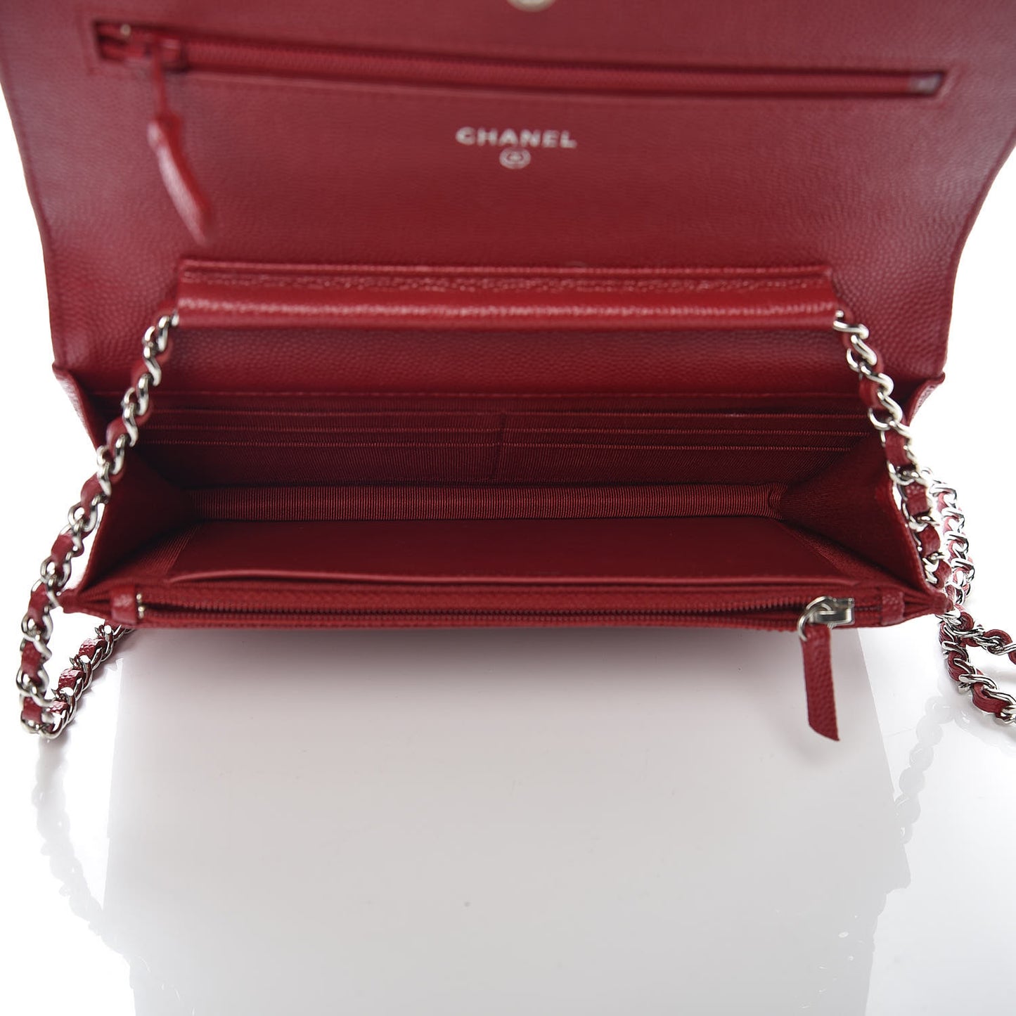 Caviar Quilted Wallet On Chain WOC Dark Red