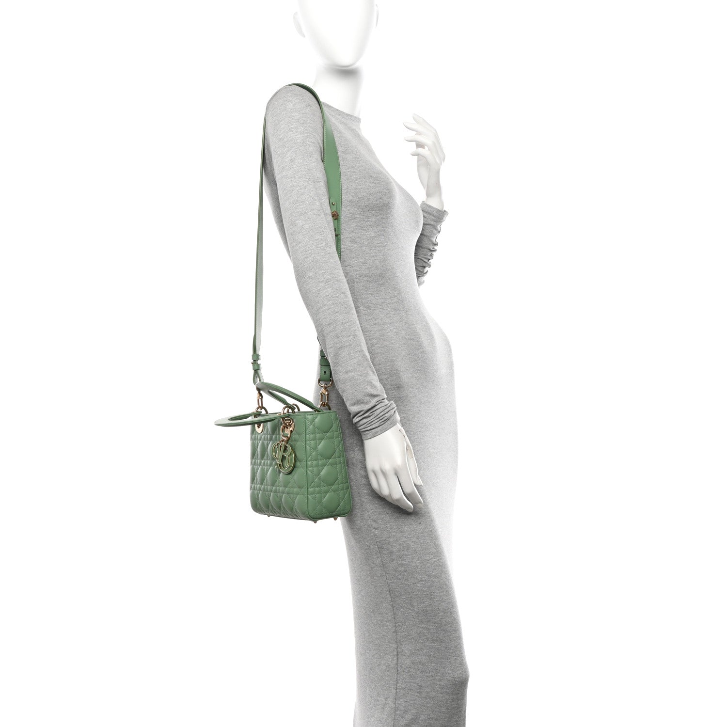 Christian Dior Lambskin Cannage Small My ABCDior Lady Dior Green 3 of 11