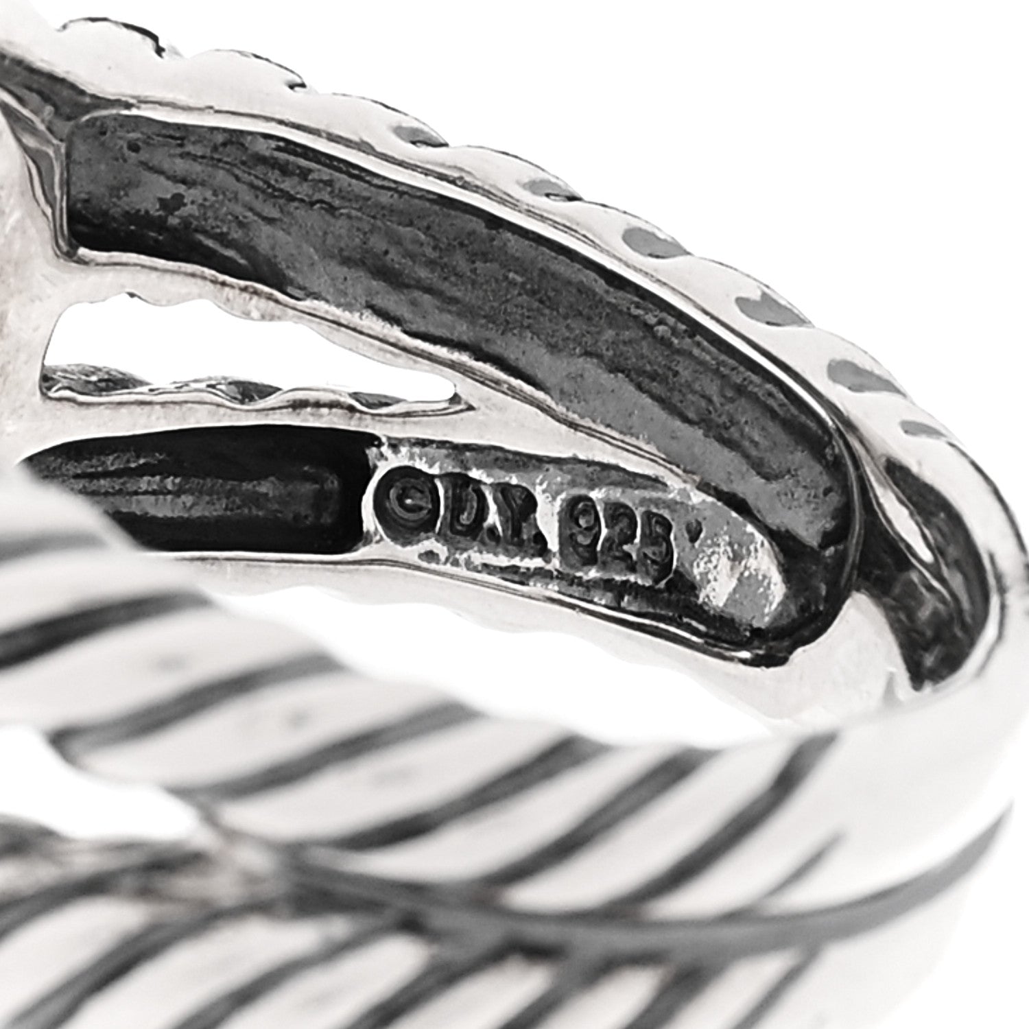 David Yurman Sterling Silver Diamond Hematite 11mm Albion Ring 51 5.75 4 of 4