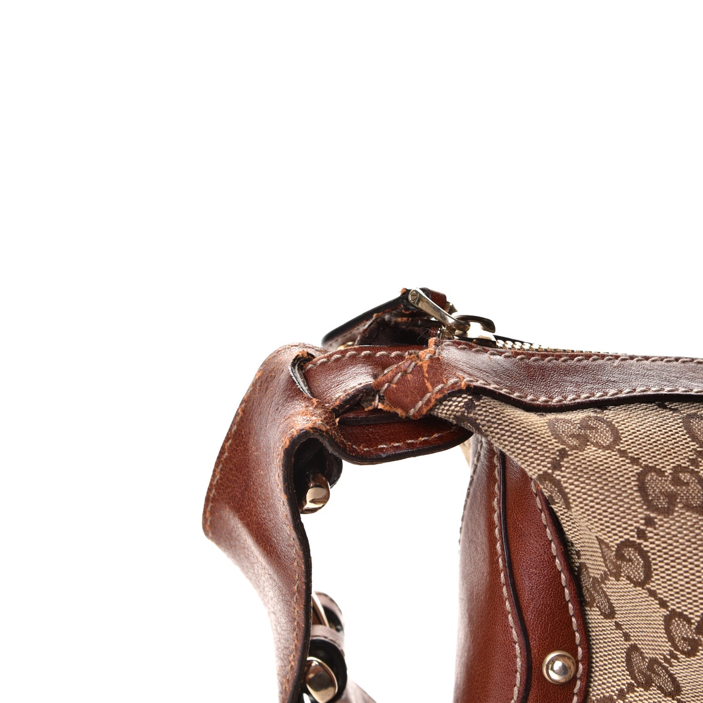 Monogram Web Studded Pelham Shoulder Bag Brown