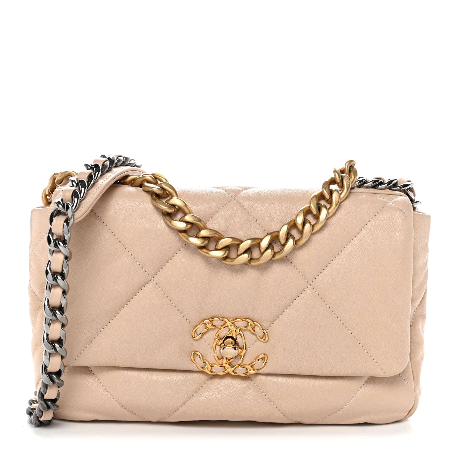 Chanel Lambskin Quilted Medium Chanel 19 Flap Beige 1 of 11