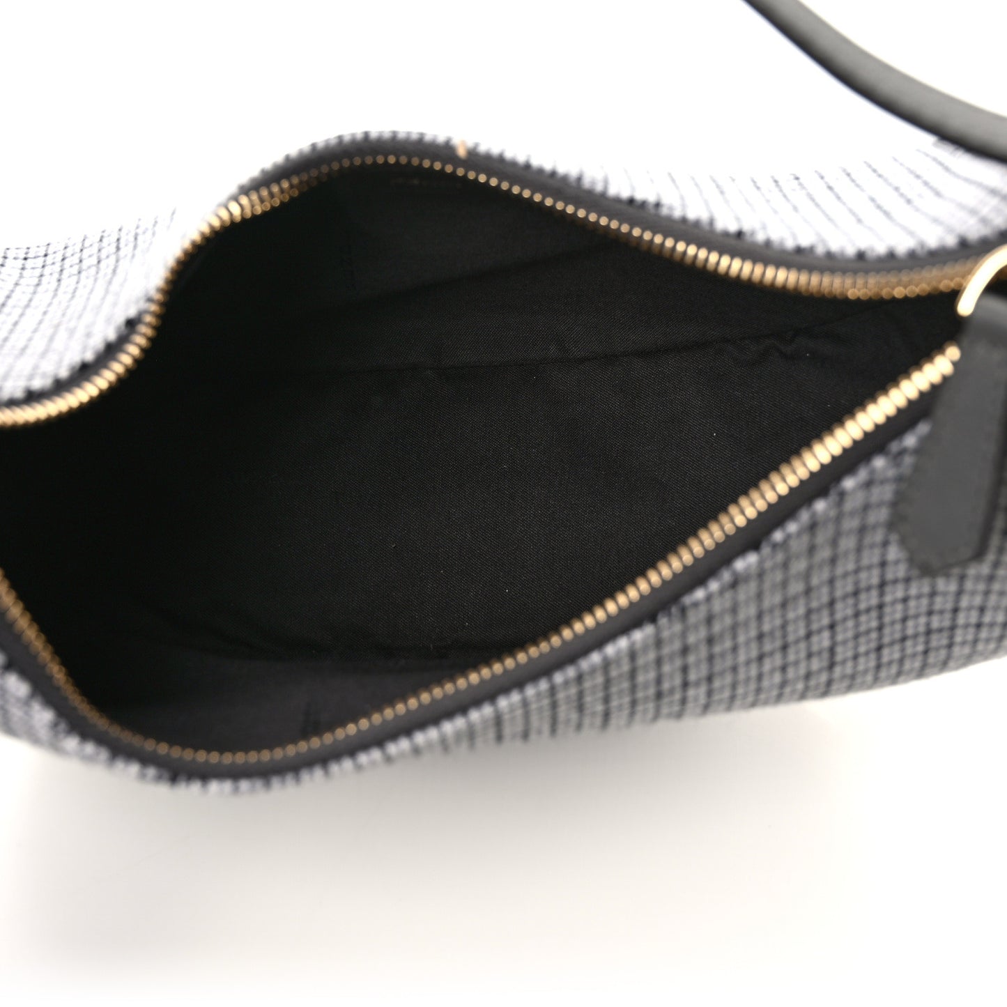 Wool Vitello Grace Small Houndstooth Small Fendigraphy Hobo Bag Grigio Anthracite