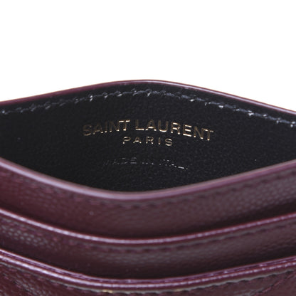 Saint Laurent Grain De Poudre Matelasse Chevron Monogram Credit Card Case Palissandre 6 of 9