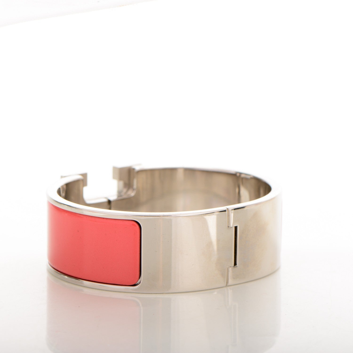 Hermes Enamel Wide Clic Clac H Bracelet PM Rouge Corail 3 of 4
