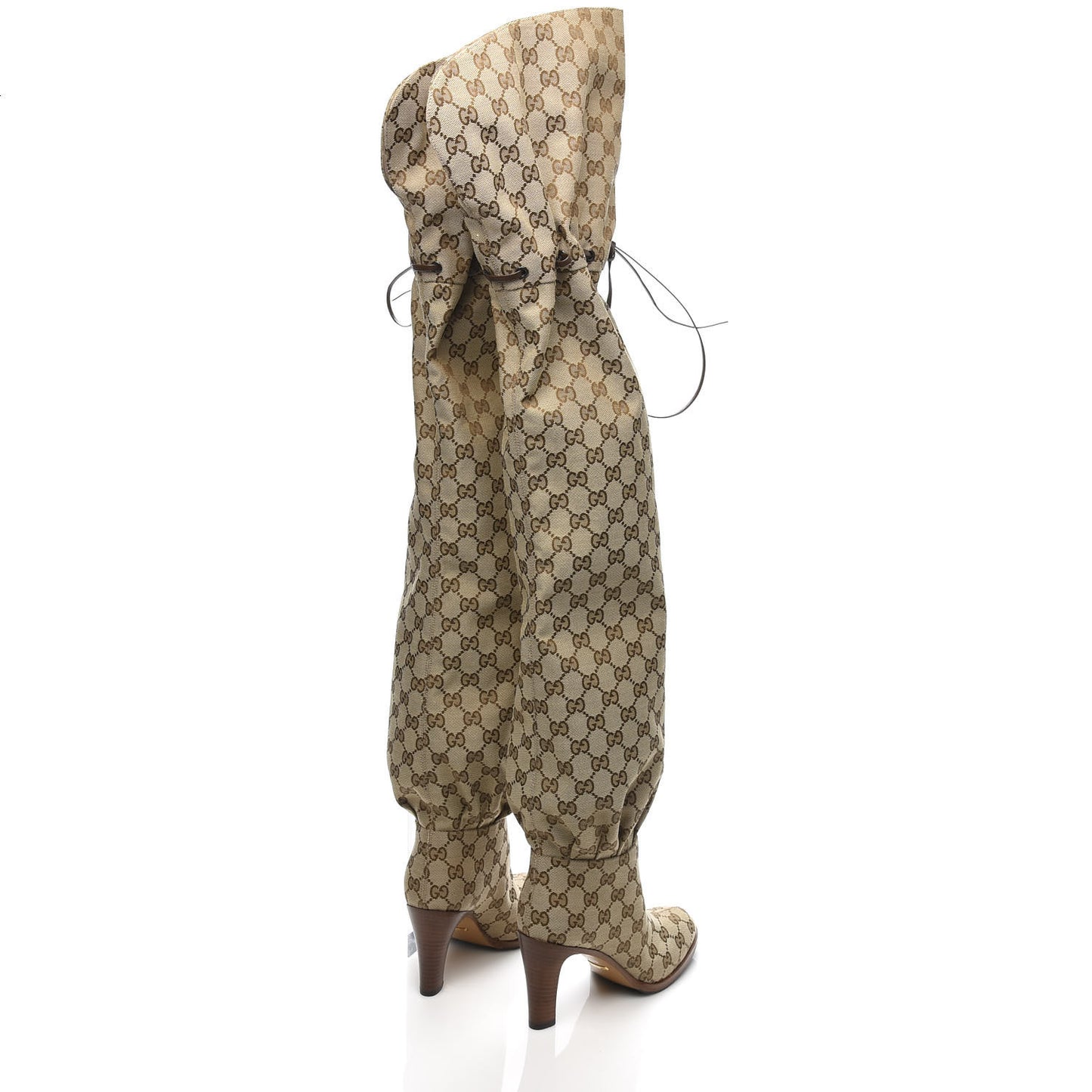 Monogram Over The Knee Boots 35.5 Beige Ebony