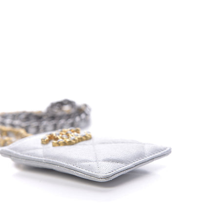 Chanel Metallic Goatskin Quilted 19 Card Holder On Chain Silver 9 of 10
