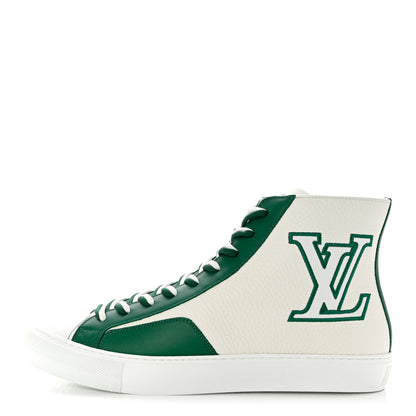 Louis Vuitton Grained Calfskin Mens Tattoo Sneaker Boots 8 White Green 1 of 8