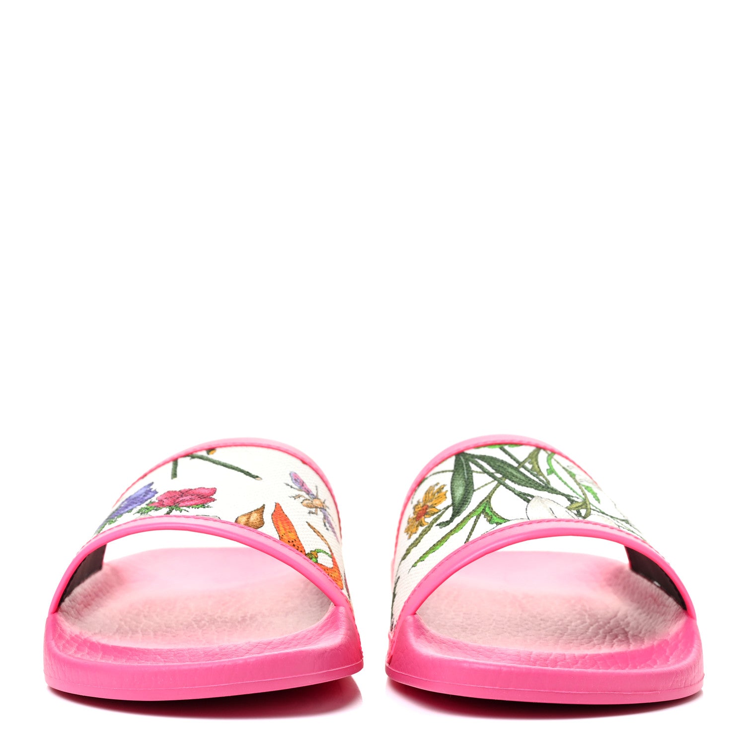 Gucci Canvas Flora Print Slide Sandals 36 Fluorescent Fuchsia 2 of 8