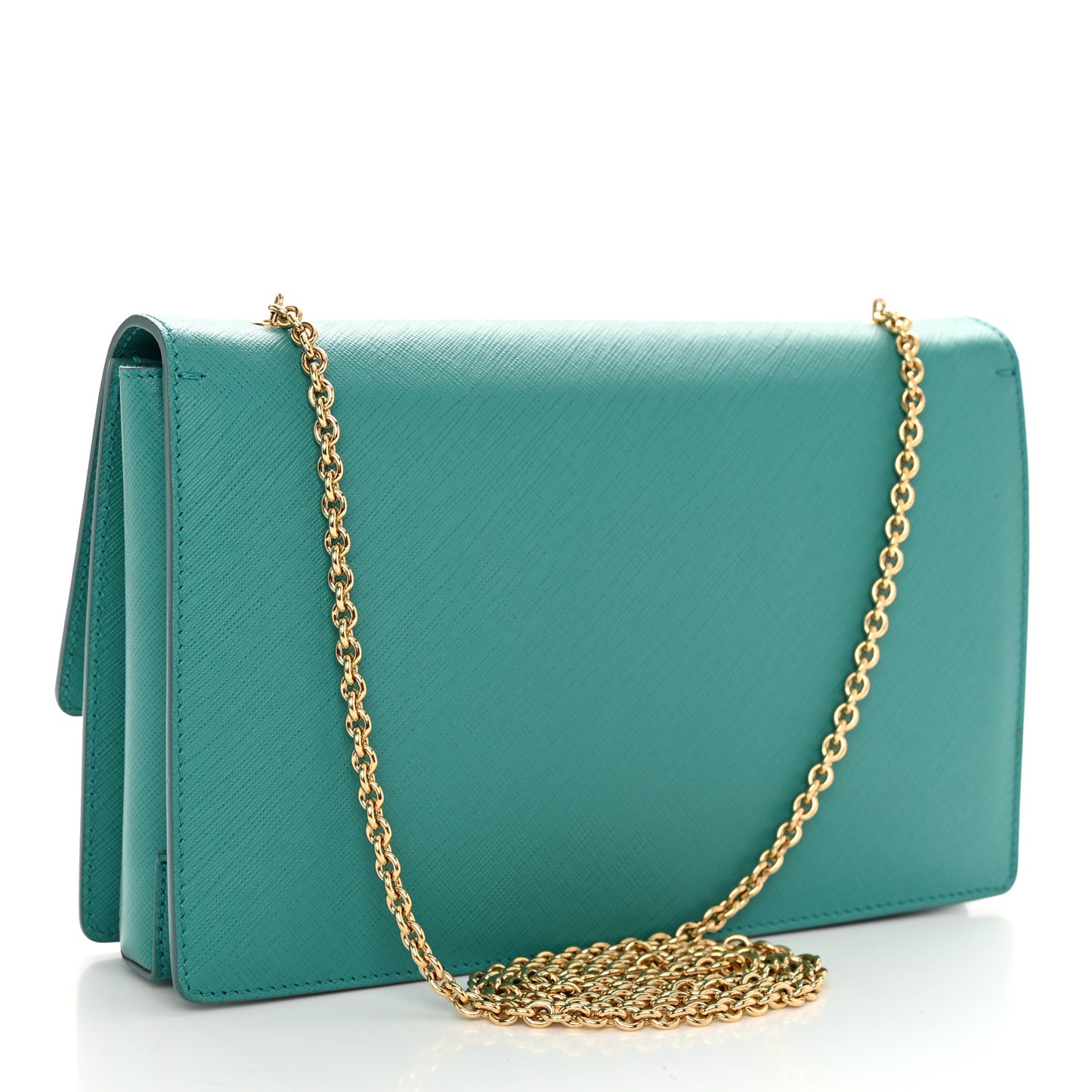 Printed Calfskin Vara Bow Chain Flap Crossbody Teal