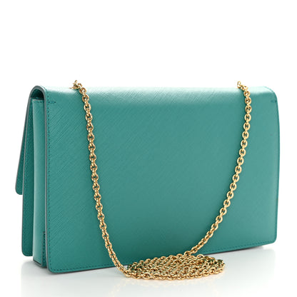 Salvatore Ferragamo Printed Calfskin Vara Bow Chain Flap Crossbody Teal 3 of 10