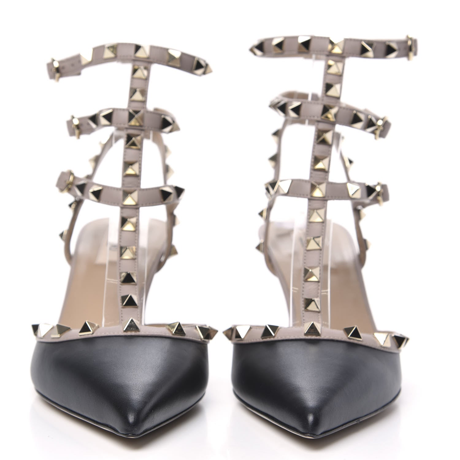 Valentino Garavani Calfskin Nappa Rockstud Ankle Strap 65mm Pumps 40 Black Poudre 2 of 7