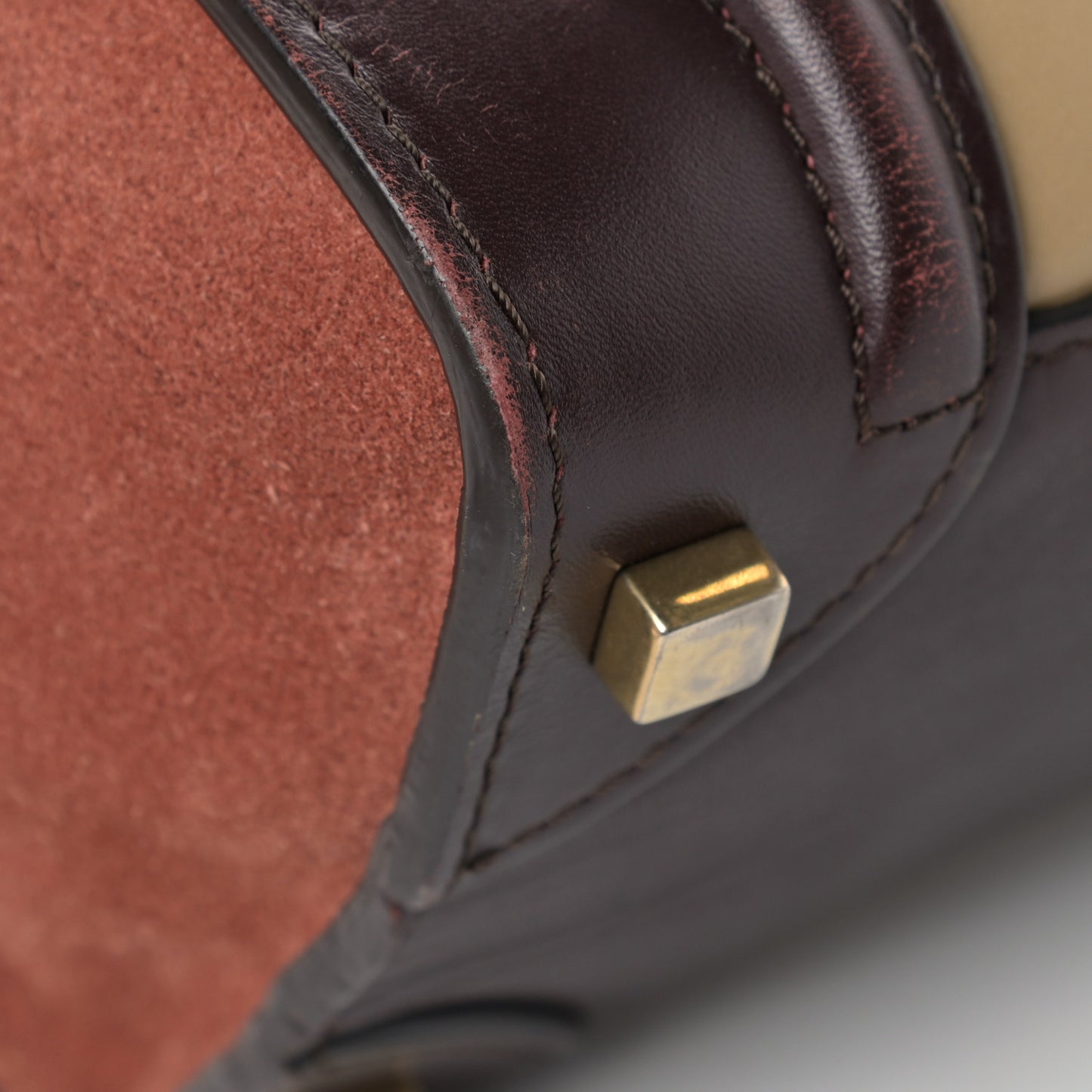 Smooth Calfskin Suede Micro Tri-Color Luggage Beige