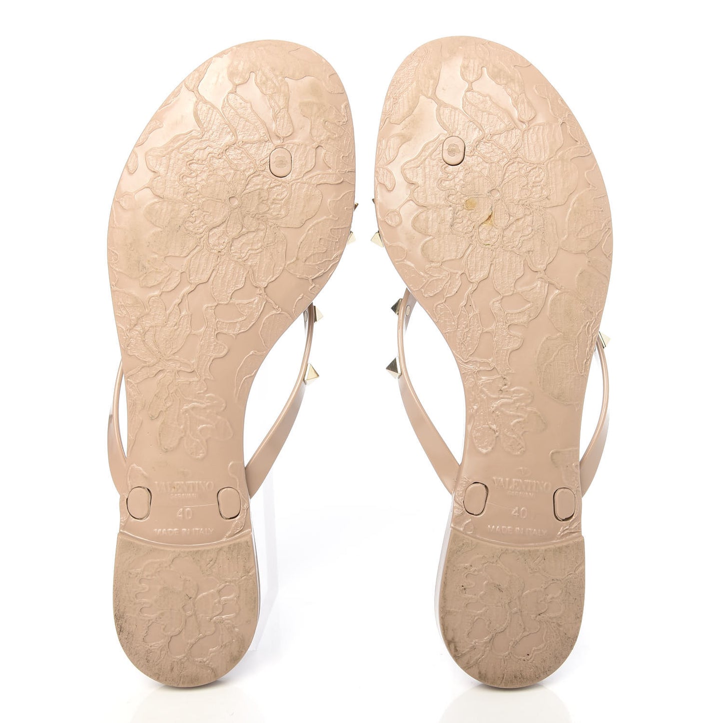 PVC Jelly Rockstud Bow Thong Sandals 40 Poudre