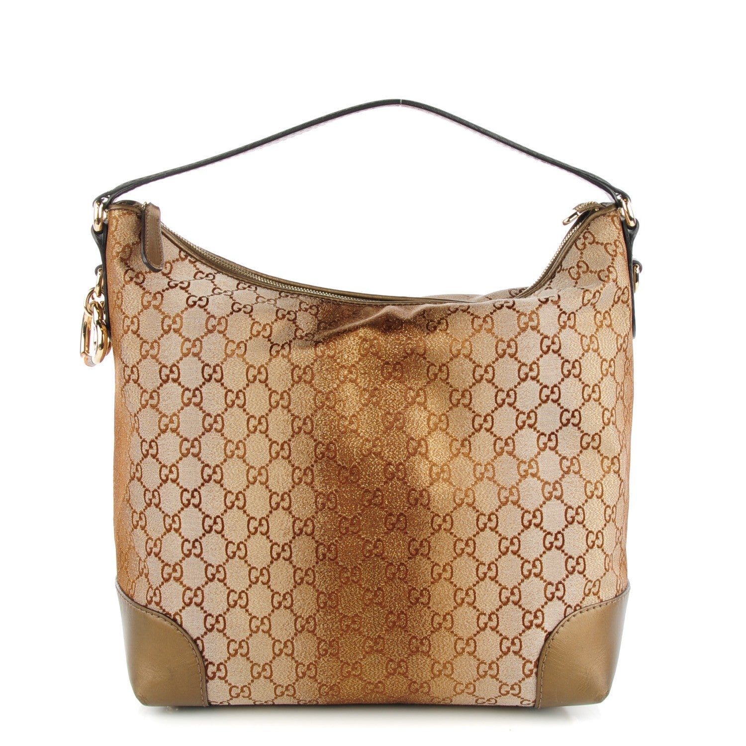 Gucci Monogram Lurex Medium Heart Bit Charm Hobo Bronze 1 of 7