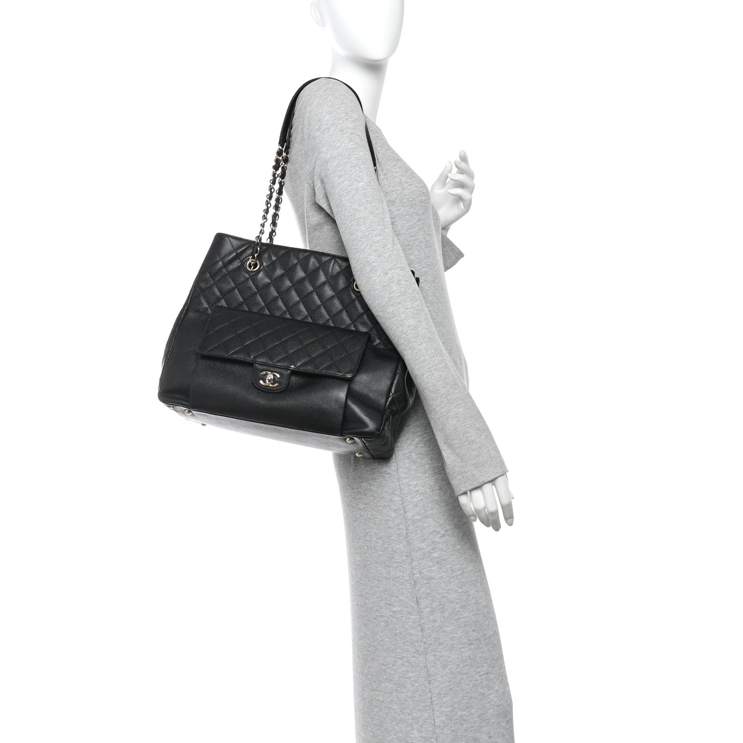 Chanel Caviar Quilted Large Flap Shopping Tote Black 2 of 11