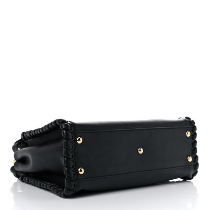 Fendi Vitello Seta Lace Up Medium Peekaboo Iconic Satchel Black 5 of 12