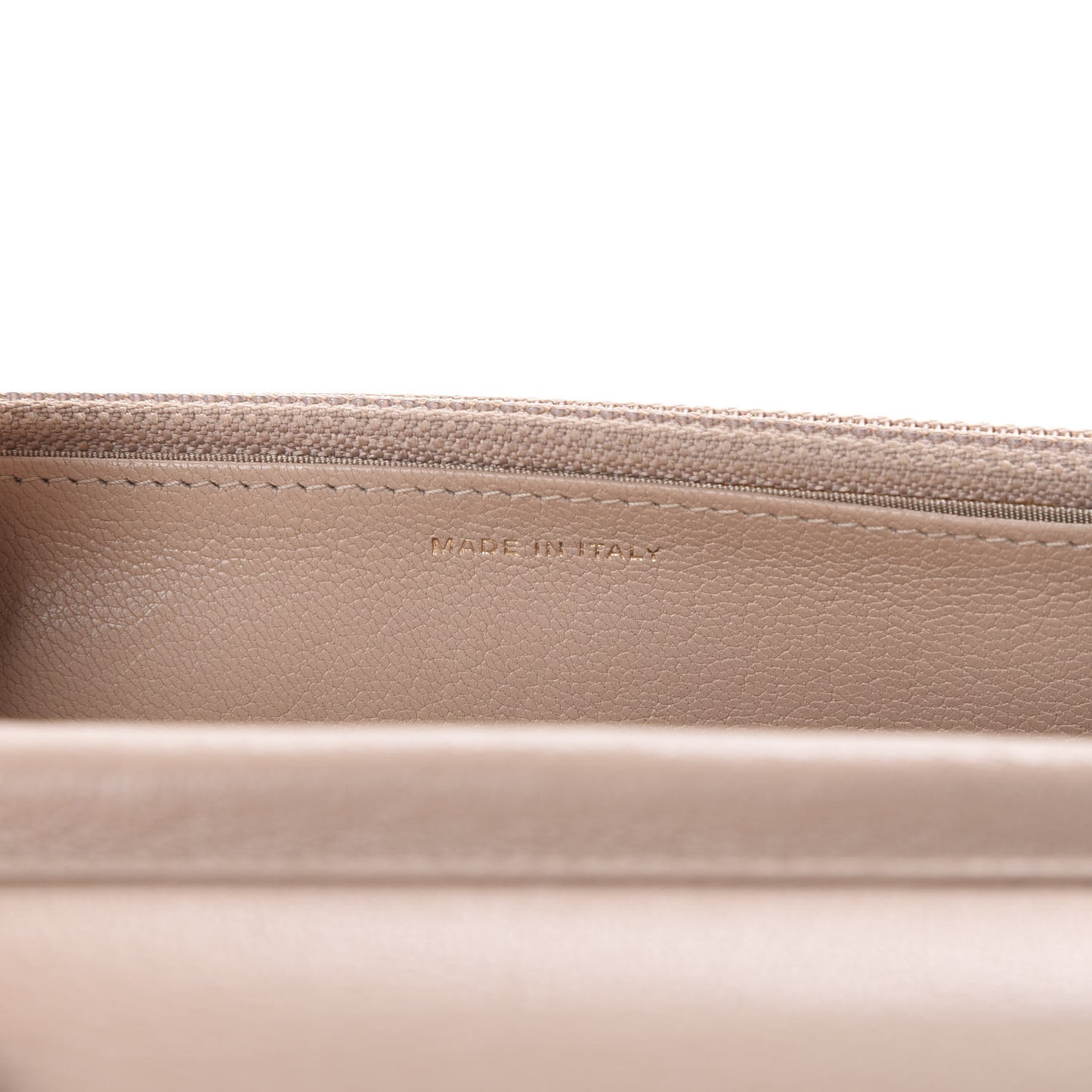 Goatskin Diagonal Quilted Wallet On Chain WOC Beige