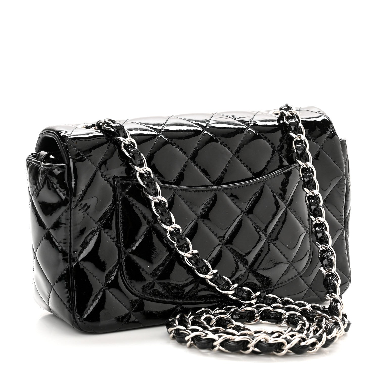 Chanel Patent Calfskin Quilted Mini Rectangular Flap Black 3 of 10