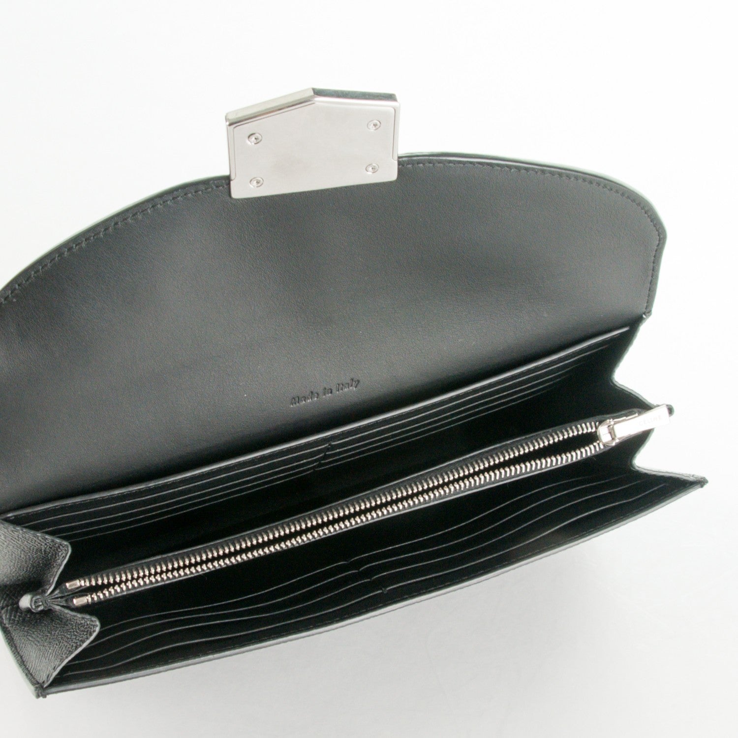 Celine Grained Calfskin Large Trotteur Multifunction Flap Wallet Black 5 of 8