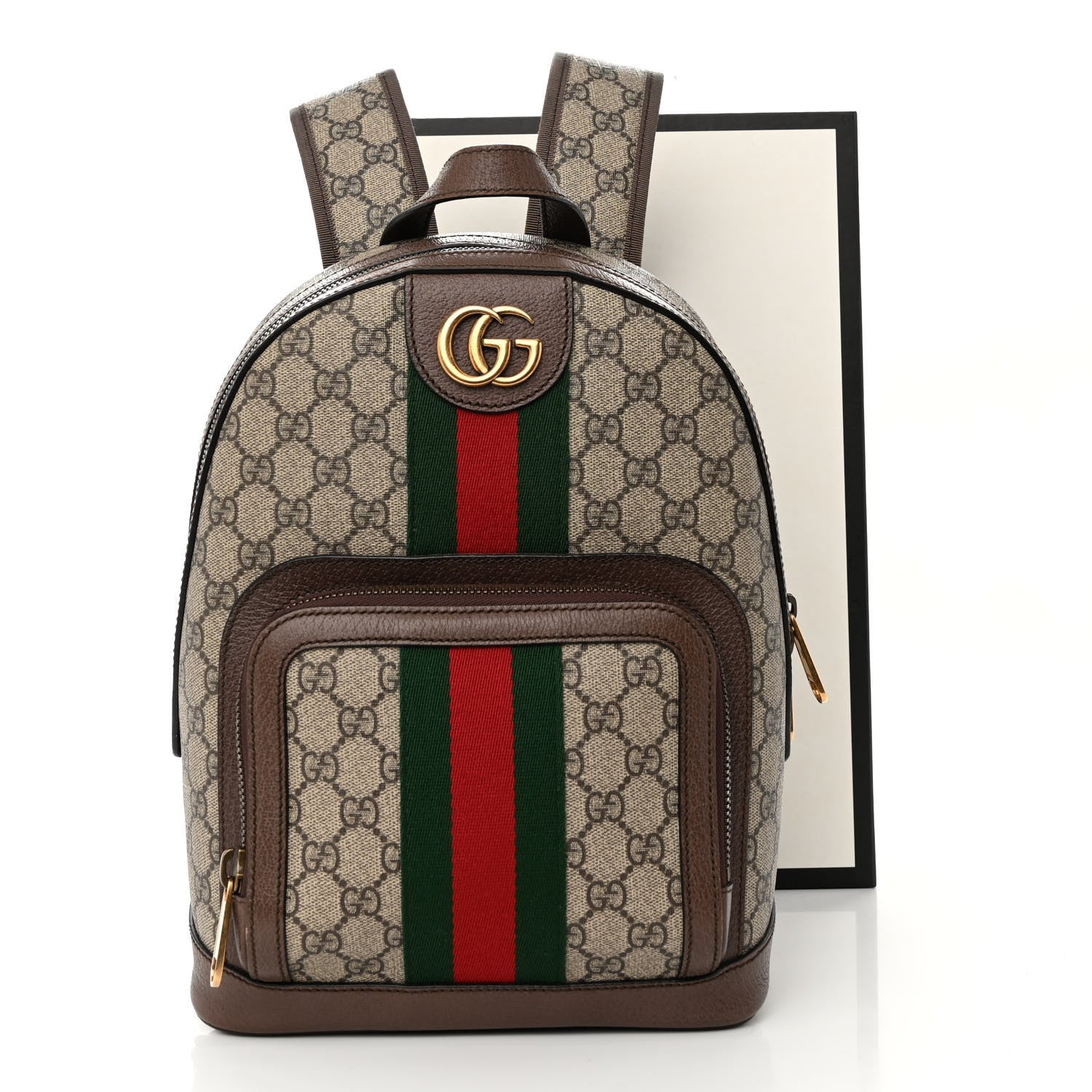 Gucci GG Supreme Monogram Calfskin Web Small Ophidia Day Backpack Beige Ebony New Acero 10 of 10