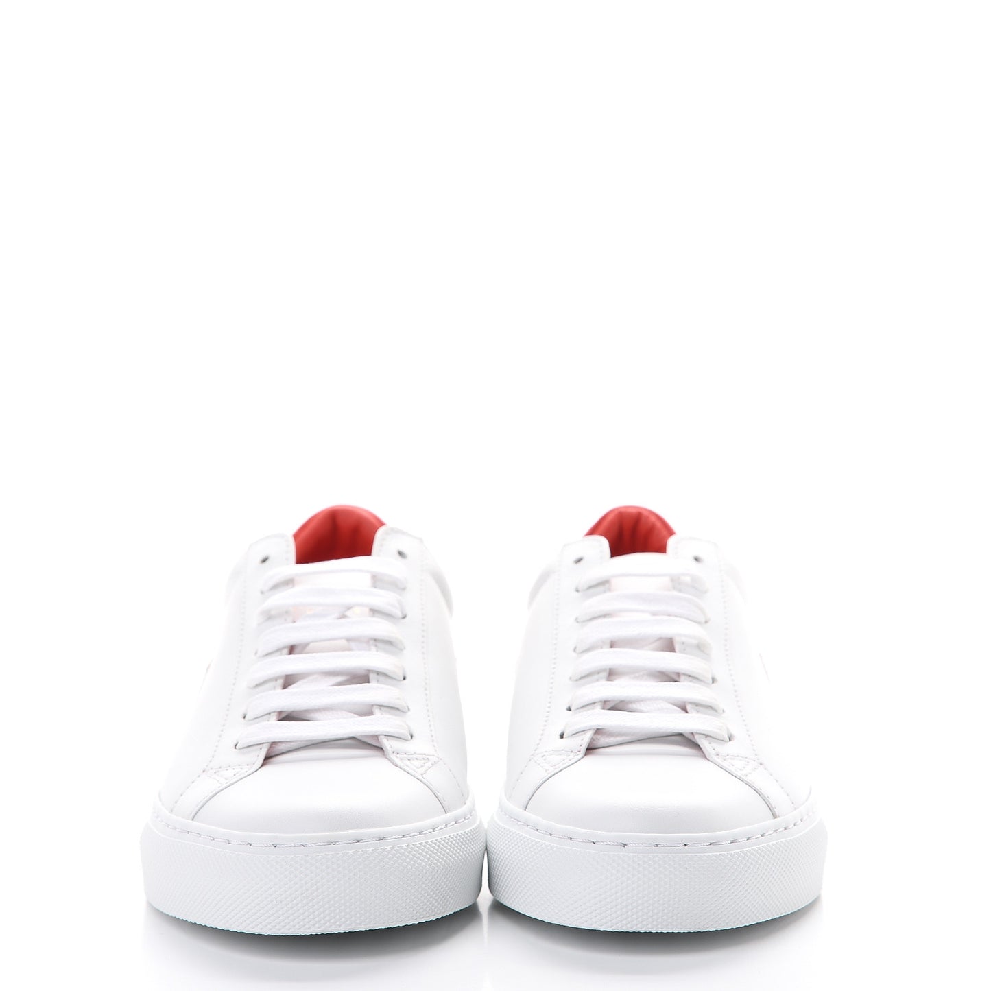 Calfskin Reverse Logo Womens Urban Street Sneakers 35.5 White Red