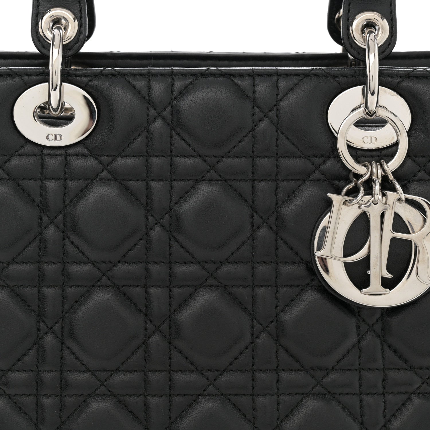 Christian Dior Lambskin Cannage Medium Lady Dior Black 9 of 14
