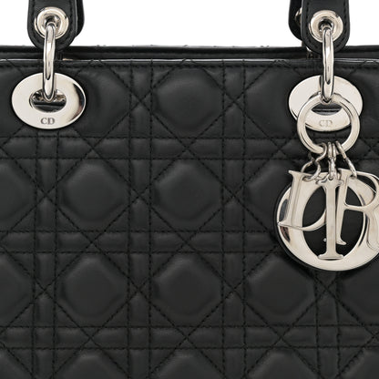 Christian Dior Lambskin Cannage Medium Lady Dior Black 9 of 14