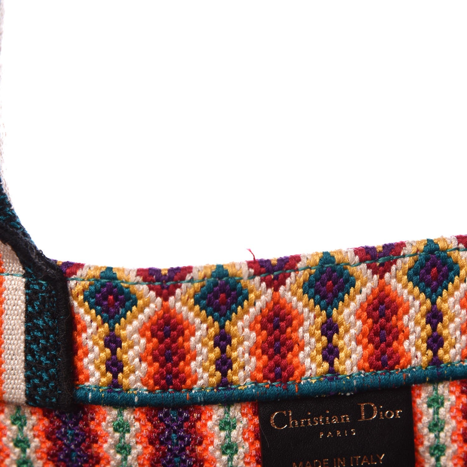 Christian Dior Canvas Embroidered Large Book Tote Orange Multicolor 8 of 9