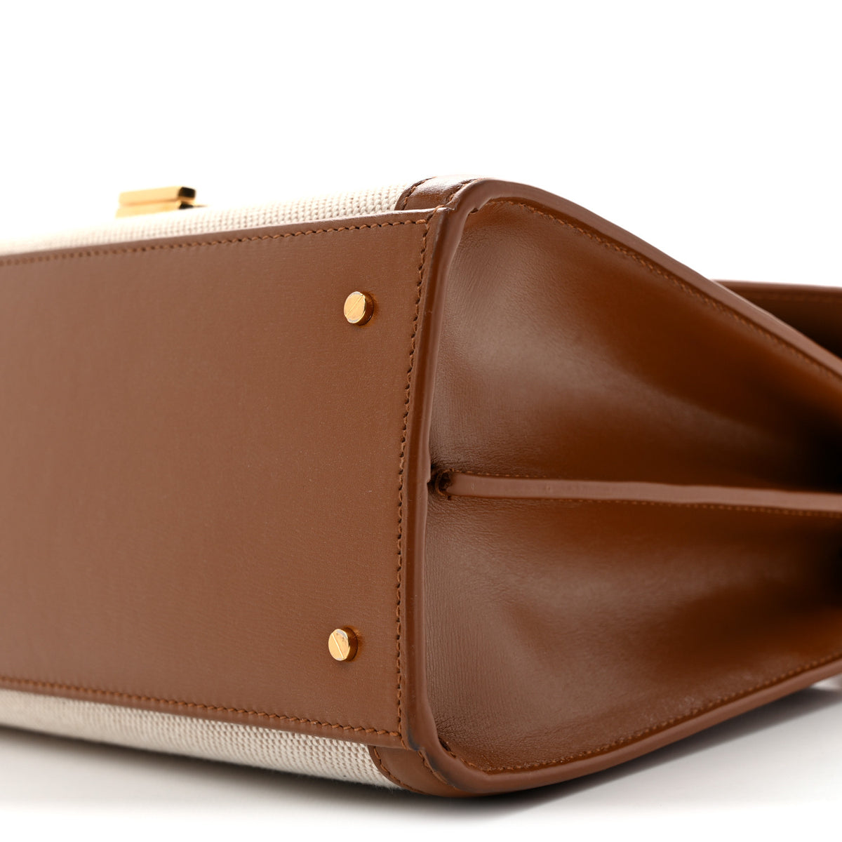 Canvas Calfskin Medium Classic Monogram Cassandra Top Handle Tan Natural